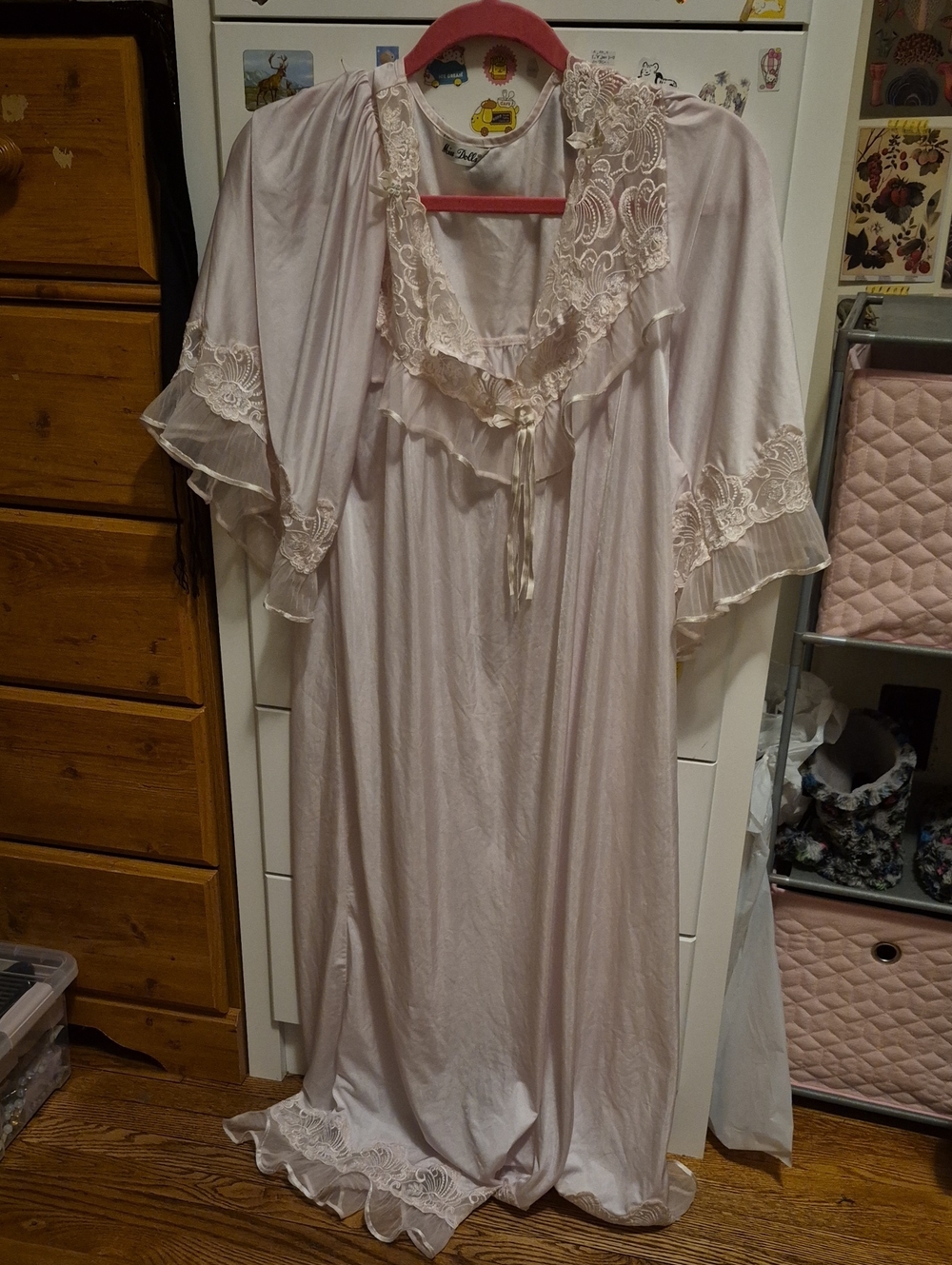 Pink Lace Trim Vintage-Style Nightgown